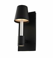Kalco Candelero Outdoor Wall Light in Matte Black with White Accent