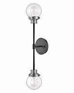 Hinkley Poppy 2-Light Wall Sconce In Black With Brushed Nickel Accents