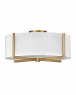 Hinkley Axis Off White 3-Light Semi-Flush Ceiling Light In Heritage Brass
