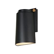 Rivet 1-Light LED Outdoor Wall Sconce in Black with Antique Brass