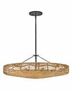 Hinkley Ophelia 6-Light Pendant In Black With Natural Shade