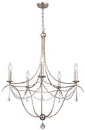 Crystorama Metro 5 Light 31 Inch Modern Chandelier in Antique Silver with Clear Glass Beads Crystals