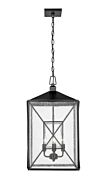 Caswell 4-Light Outdoor Hanging Lantern in Powder Coated Black