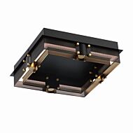Admiral 1-Light LED Outdoor Flush Mount Ceiling Light in Black With Gold