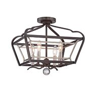 Minka Lavery Astrapia 4 Light 16 Inch Ceiling Light in Dark Rubbed Sienna with Aged Silver
