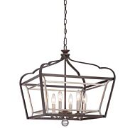 Minka Lavery Astrapia 6 Light 20 Inch Pendant Light in Dark Rubbed Sienna with Aged Silver