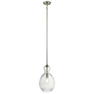 Kichler Riviera 9 Inch Clear Ribbed Glass Pendant in Brushed Nickel