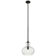 Kichler Riviera 11.5 Inch Clear Ribbed Glass Pendant in Olde Bronze