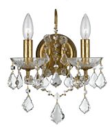 Crystorama Filmore 2 Light 13 Inch Wall Sconce in Antique Gold with Clear Hand Cut Crystals