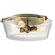 Kichler Alton 3 Light Clear Seeded Ceiling Light in Natural Brass