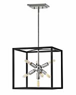 Hinkley Aros 7-Light Pendant In Black With Polished Nickel Accents