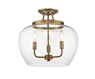 Z-Lite Joliet 3-Light Semi Flush Mount Ceiling Light In Olde Brass
