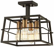 Minka Lavery Keeley Calle 4 Light 13 Inch Ceiling Light in Painted Bronze with Natural Brush