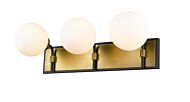 Z-Lite Parsons 3-Light Bathroom Vanity Light In Matte Black With Olde Brass