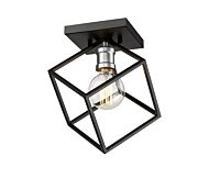 Z-Lite Vertical 1-Light Flush Mount Ceiling Light In Matte Black With Brushed Nickel