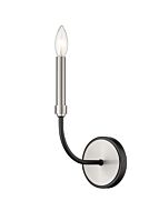 Z-Lite Haylie 1-Light Wall Sconce In Matte Black With Brushed Nickel