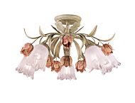 Crystorama Southport 5 Light 22 Inch Ceiling Light in Sage And Rose