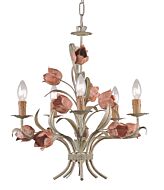 Crystorama Southport 5 Light 22 Inch Traditional Chandelier in Sage And Rose
