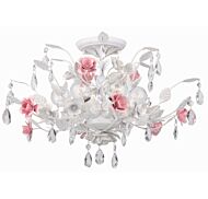 Crystorama Lola 6 Light 20 Inch Ceiling Light in Wet White with Clear Hand Cut Crystals