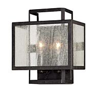 Minka Lavery Camden Square 2 Light 10 Inch Wall Sconce in Aged Charcoal