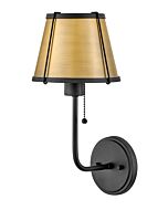Clarke 1-Light Sconce in Black with Lacquered Dark Brass accents