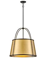 Clarke 4-Light Large Pendant in Black with Lacquered Dark Brass accents