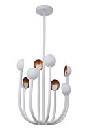 Craftmade Foundry 8 Light Modern Chandelier in Matte White with Gold Leaf