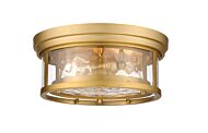 Z-Lite Clarion 2-Light Flush Mount Ceiling Light In Olde Brass