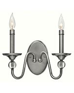 Hinkley Eleanor 2-Light Wall Sconce In Polished Antique Nickel