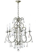 Crystorama Ashton 6 Light 27 Inch Traditional Chandelier in Olde Silver with Clear Hand Cut Crystals