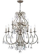 Crystorama Ashton 12 Light 37 Inch Traditional Chandelier in Olde Silver with Hand Cut Crystal Crystals