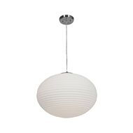Access Callisto 3 Light Ribbed Glass Pendant in Brushed Steel