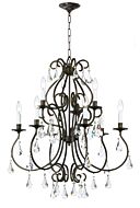 Crystorama Ashton 9 Light 31 Inch Traditional Chandelier in English Bronze with Clear Hand Cut Crystals