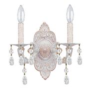 Crystorama Paris Market 2 Light 12 Inch Wall Sconce in Antique White with Clear Spectra Crystals