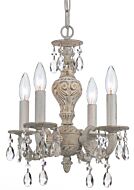 Crystorama Paris Market 4 Light 16 Inch Mini Chandelier in Antique White with Clear Hand Cut Crystals
