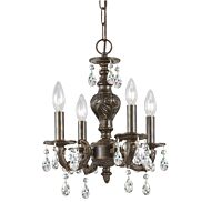 Crystorama Paris Market 4 Light 16 Inch Mini Chandelier in Venetian Bronze with Clear Spectra Crystals