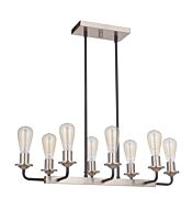 Craftmade Randolph 8 Light 12 Inch Kitchen Island Light in Flat Black with Brushed Polished Nickel