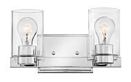 Hinkley Miley 2-Light Bathroom Vanity Light In Chrome With Clear Glass