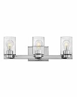 Hinkley Miley 3-Light Bathroom Vanity Light In Chrome With Clear Glass
