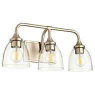 Quorum Enclave 3 Light 9 Inch Bathroom Vanity Light in Aged Brass with