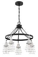 Craftmade Thatcher 5 Light Transitional Chandelier in Flat Black with Brushed Polished Nickel