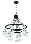 Craftmade Thatcher 9 Light Transitional Chandelier in Flat Black with Brushed Polished Nickel