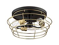 Craftmade Thatcher 3 Light 17 Inch Ceiling Light in Flat Black with Satin Brass