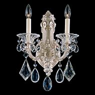 Schonbek La Scala 2 Light Wall Sconce in Antique Silver with Clear Heritage Crystals