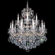 Schonbek La Scala 15 Light Chandelier in Antique Silver with Clear Heritage Crystals