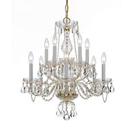 Crystorama Traditional Crystal 10 Light 25 Inch Traditional Chandelier in Polished Brass with Clear Spectra Crystals