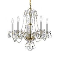 Crystorama Traditional Crystal 5 Light 22 Inch Chandelier in Polished Brass with Clear Hand Cut Crystals