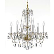 Crystorama Traditional Crystal 6 Light 25 Inch Traditional Chandelier in Polished Brass with Clear Hand Cut Crystals