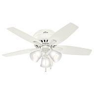 Hunter Newsome Low Profile 3 Light 42 Inch Indoor Ceiling Fan in Fresh White