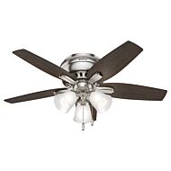 Hunter Newsome Low Profile 3 Light 42 Inch Indoor Ceiling Fan in Brushed Nickel